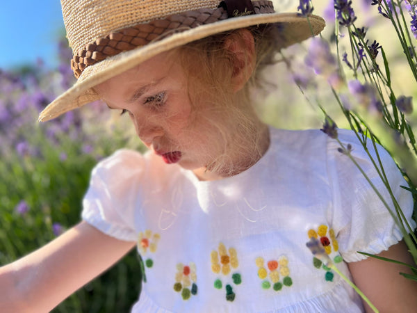 Abito bambina 'Palloncino MC Flowers' Lino