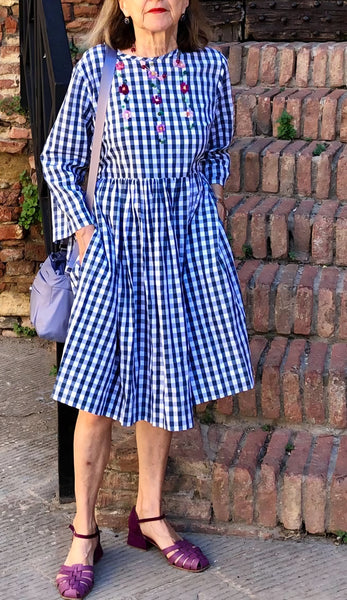 Abito Donna 'Linette 3/4 Fiori' 1x1 Vichy Popeline