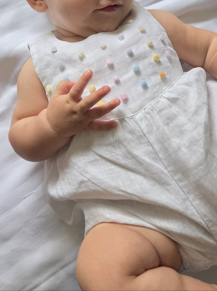 Baby Romper 'Topolino Dots' Pergamena Linen