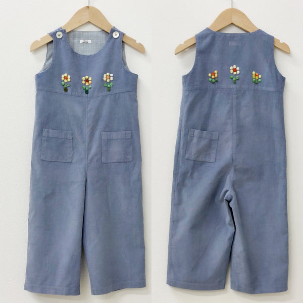 Childs Dungarees 'Salto Flowers' - Velvet Needlecord