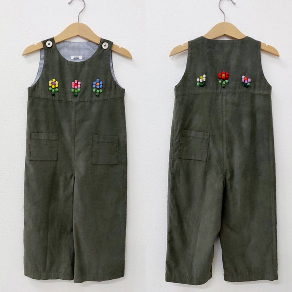 Childs Dungarees 'Salto Flowers' - Velvet Needlecord