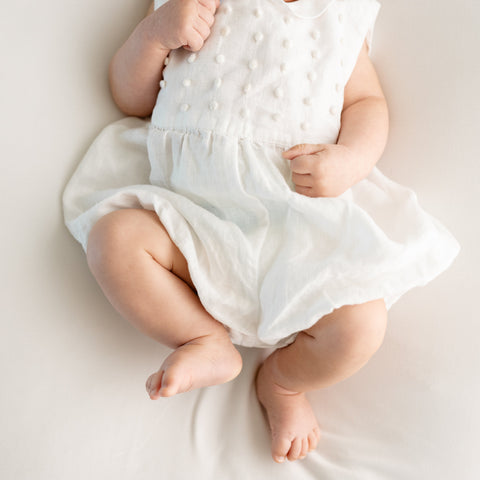 Baby Romper 'Topolino Dots' Pergamena Linen