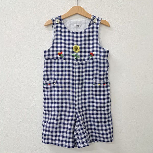 Salopette corta per bambini 'Saltino Flowers' in lino