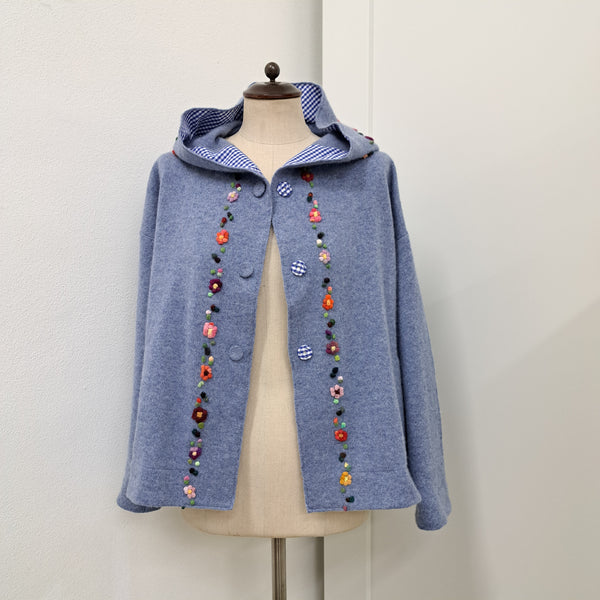 Cashmere Hoody Jacket 'Cally Flowers Open'