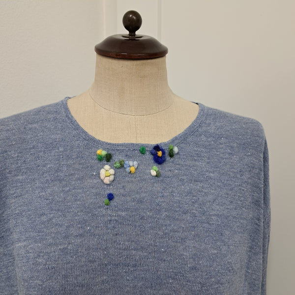 Linen Knit Pull 'Chiara Flowers'