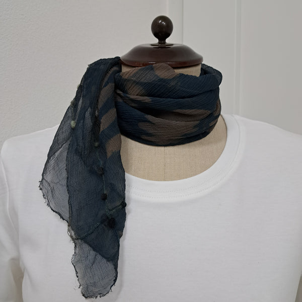 Cyanotype print  Silk Foulard Large