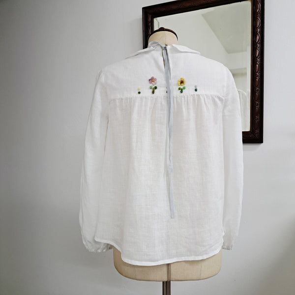 Blusa 'April ML Fiori' in lino Parchment