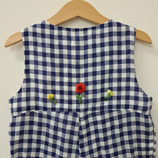 Salopette corta per bambini 'Saltino Flowers' in lino