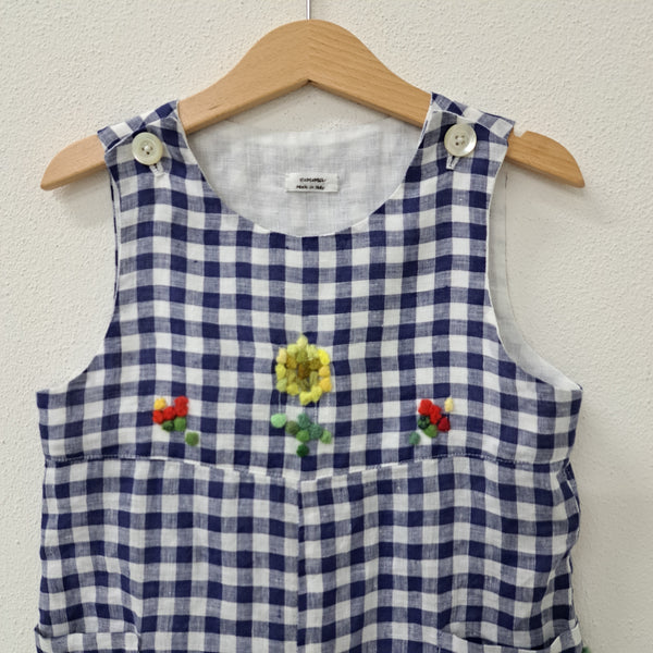 Salopette corta per bambini 'Saltino Flowers' in lino