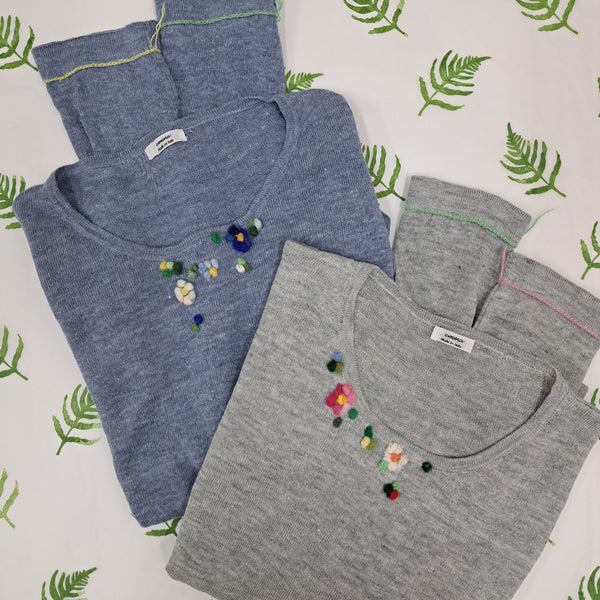 Linen Knit Pull 'Chiara Flowers'