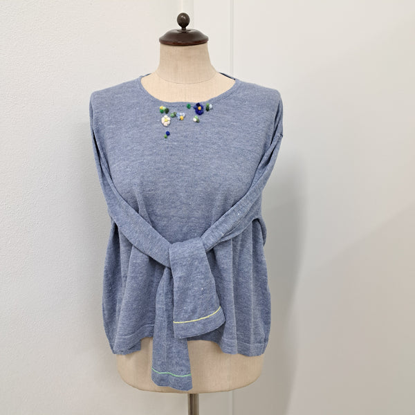 Linen Knit Pull 'Chiara Flowers'