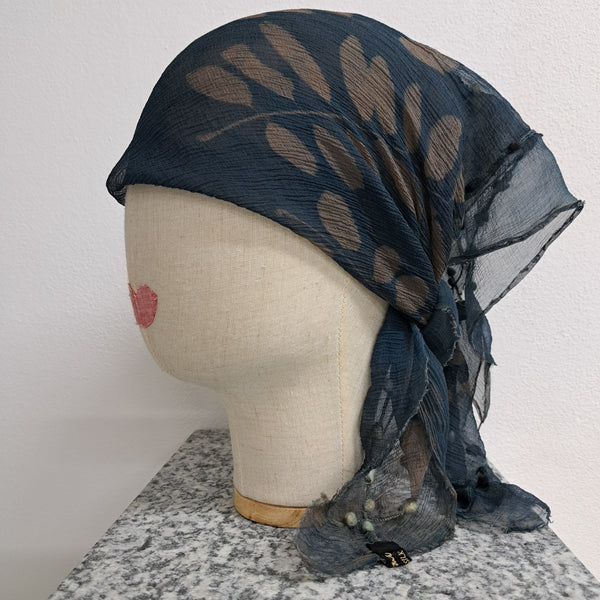 Cyanotype print  Silk Foulard Large