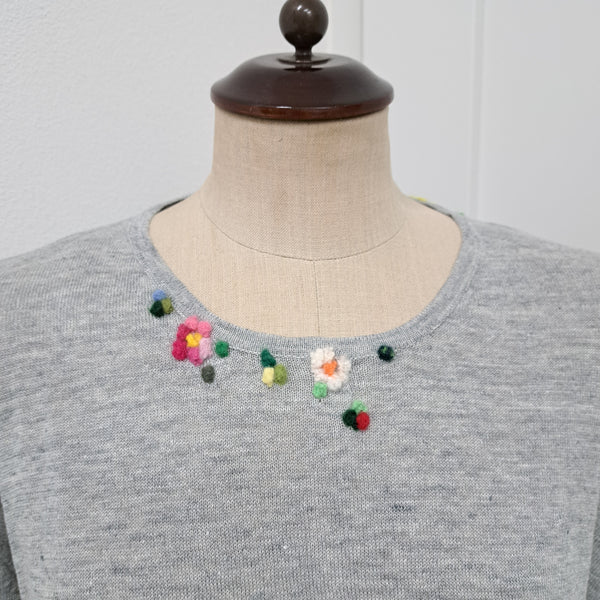 Linen Knit Pull 'Chiara Flowers'