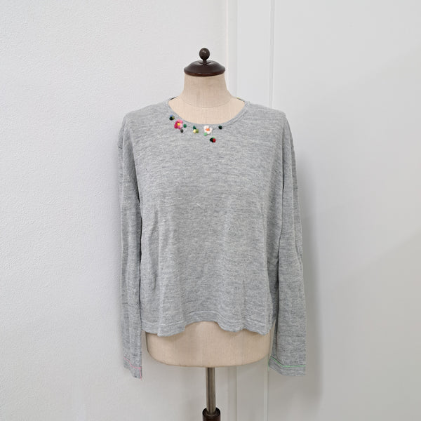 Linen Knit Pull 'Chiara Flowers'