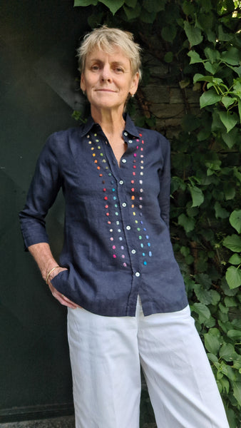 Shirt 'Betty 3/4 Dots' Linen