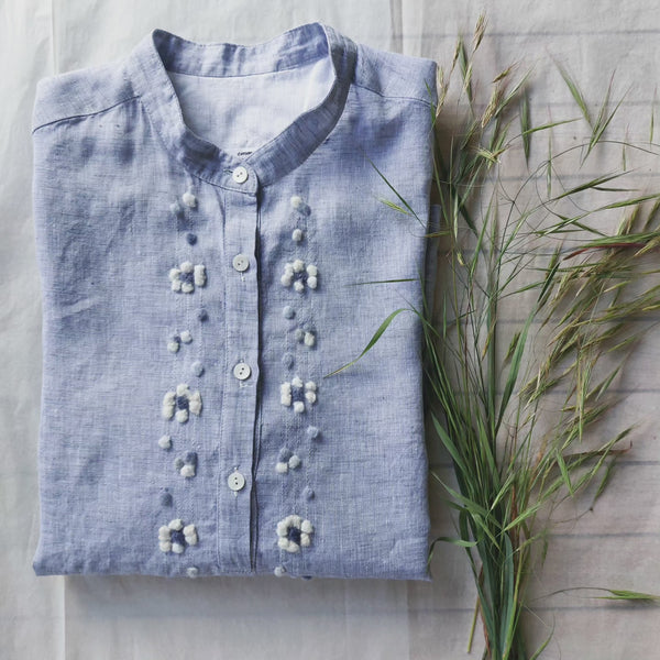 Womens Shirt 'Nadia Flowers' 100%  Linen