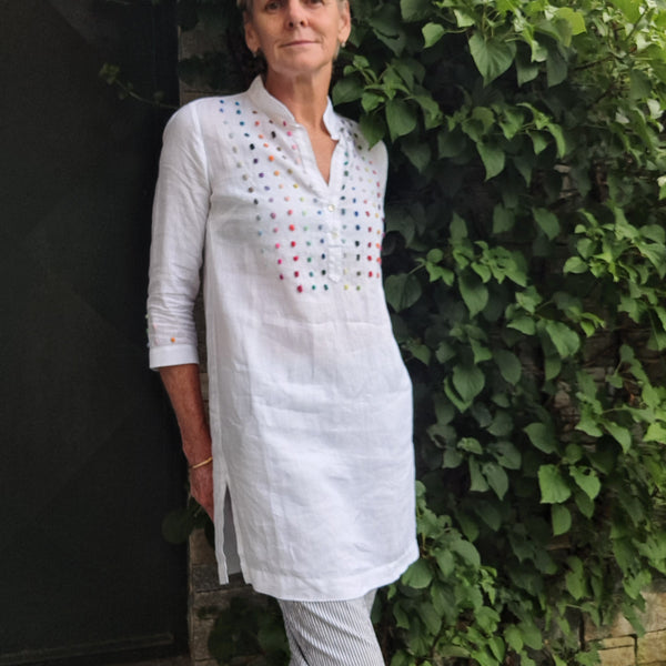 Sample Sale - Long Shirt  in Light Linen