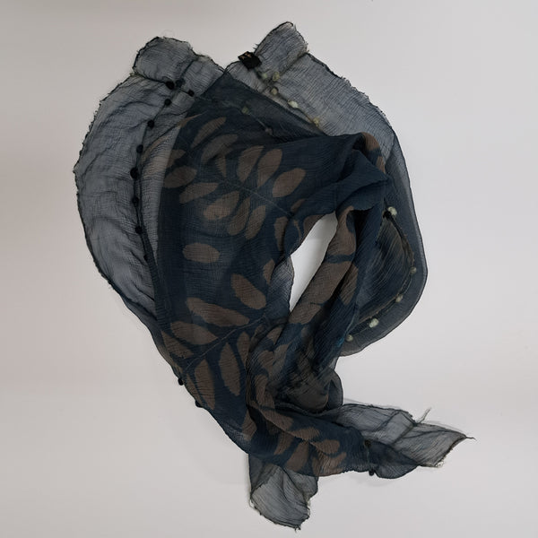 Cyanotype print  Silk Foulard Large