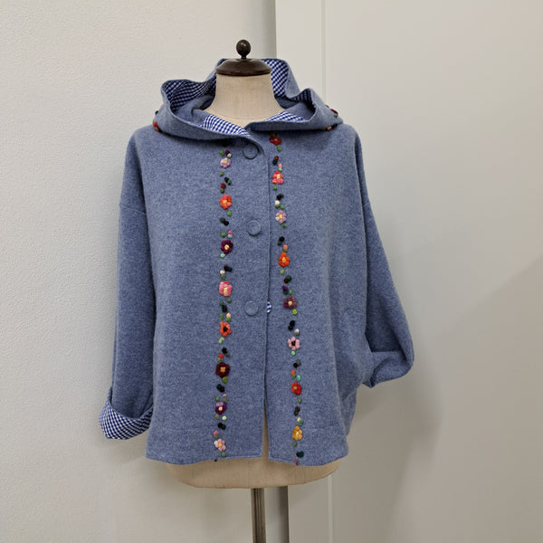 Cashmere Hoody Jacket 'Cally Flowers Open'