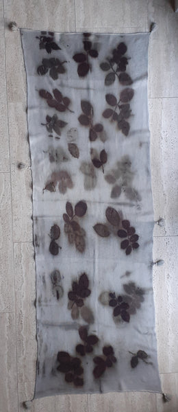 Scarf Eco-Print 'Iron Rose Leaf'