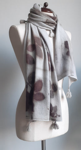 Scarf Eco-Print 'Iron Rose Leaf'