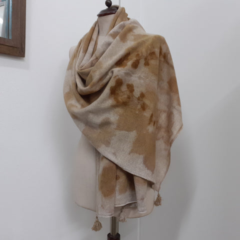 Scarf Eco-print Cashmere - 'Copper Blackberry'