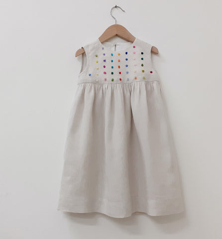 Sample sale Girls dress 'Pallina Dots' Linen