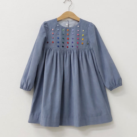 Girls Dress 'Palloncino' Velvet Needlecord