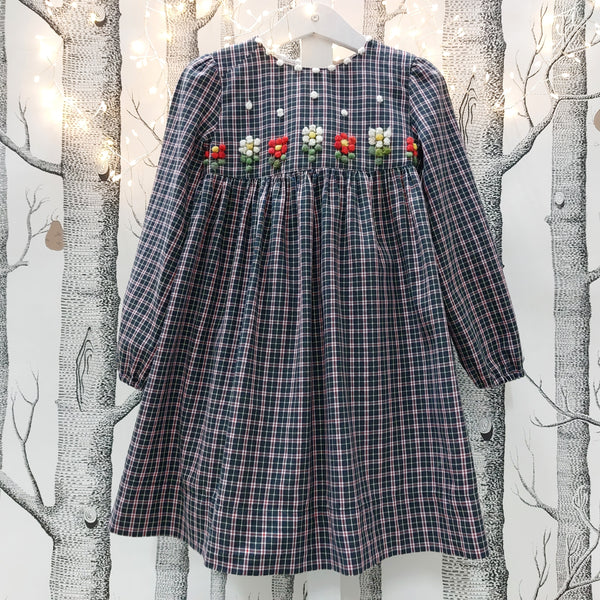 Girls Special day Dress 'Natale Flowers ' Tartan