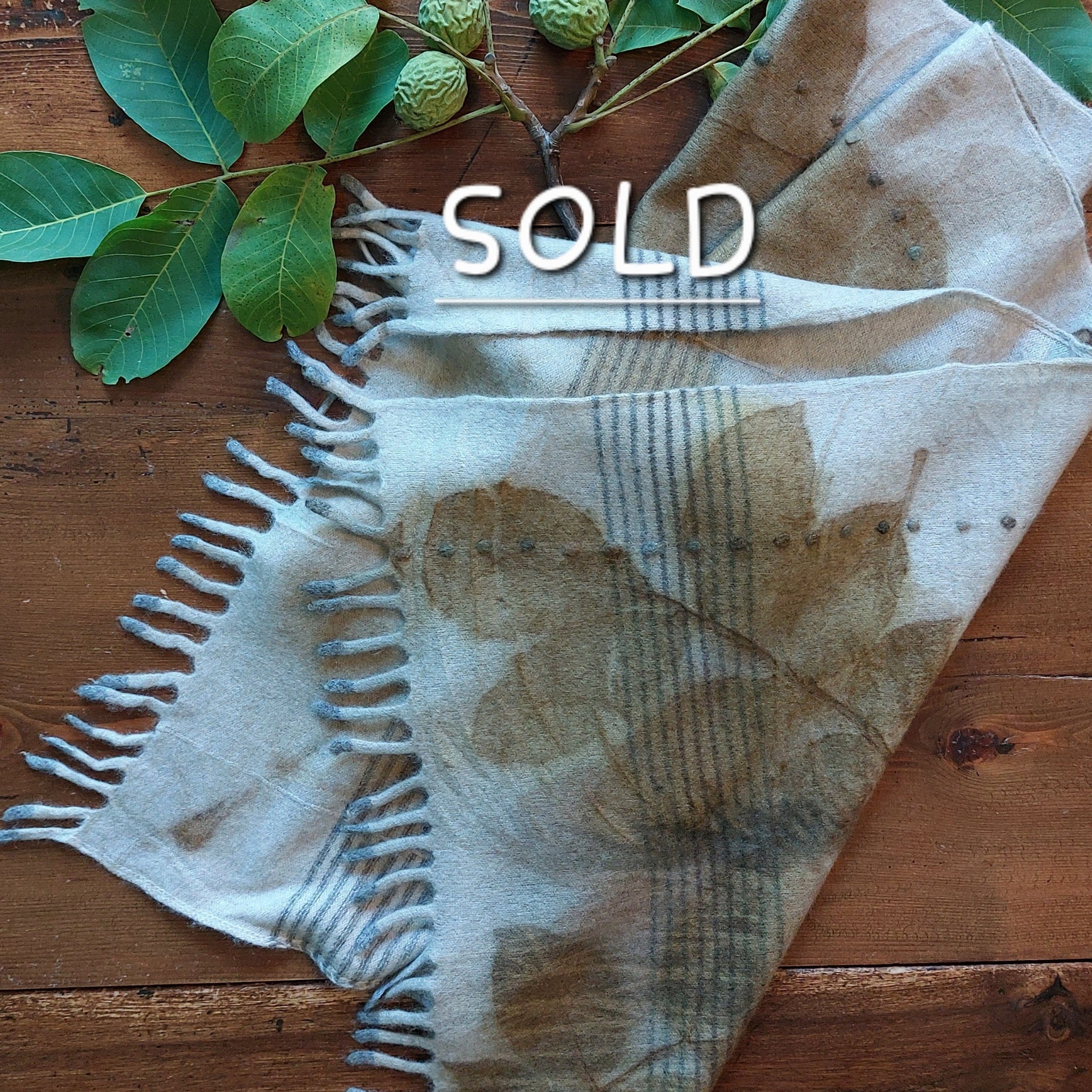 Scarf 'Frangia Ecoprint' Walnut