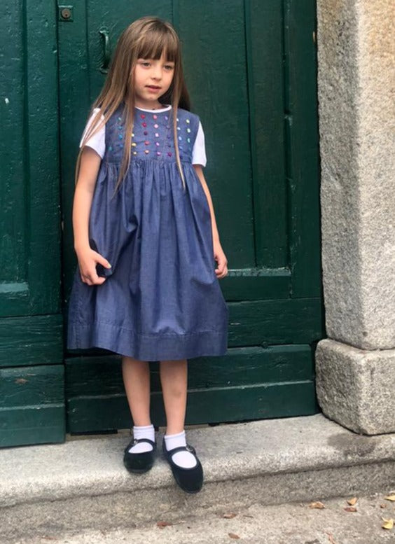 Girls dress 'Pallina Dots' Denim